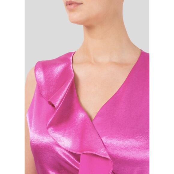 MAJE Ripple Ruffle Detail Satin Wrap Dress - Picture 4 of 9